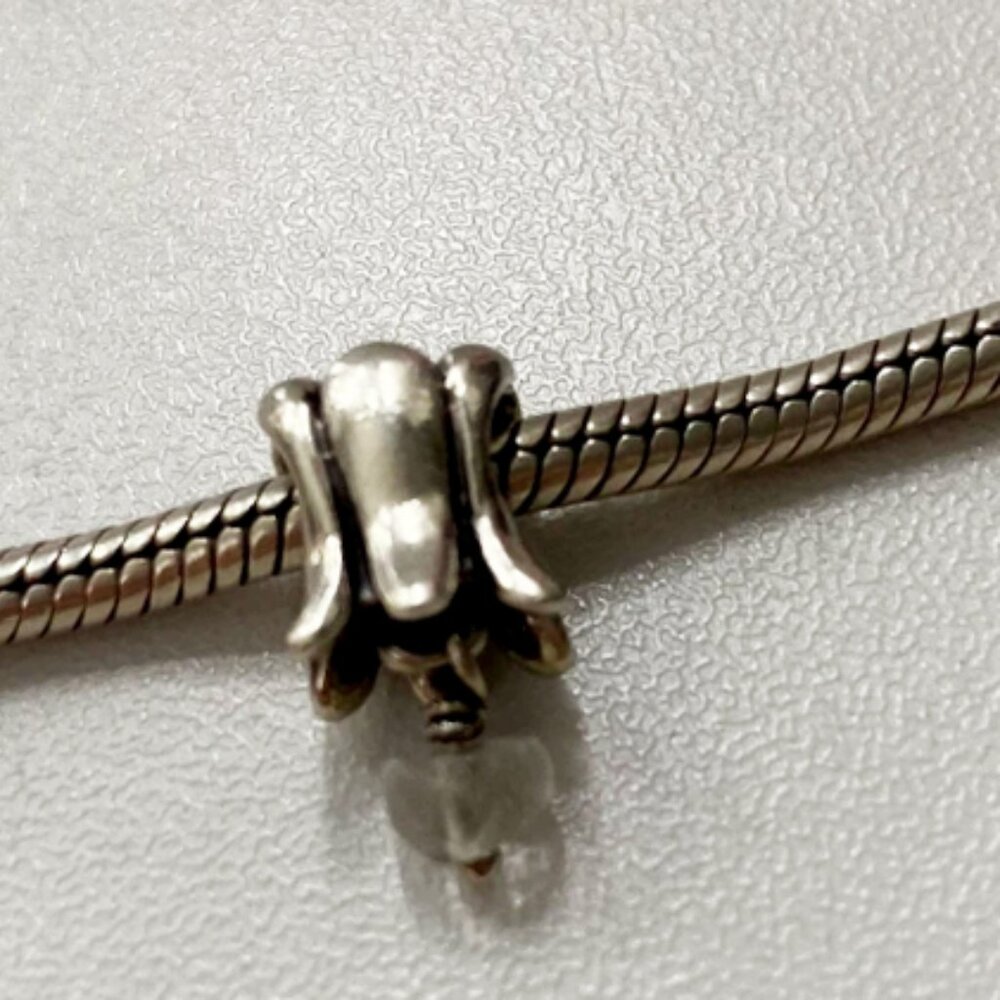 Pandora Sterling Silver Tulip Charm with Aquamarine Dangle (Retired)